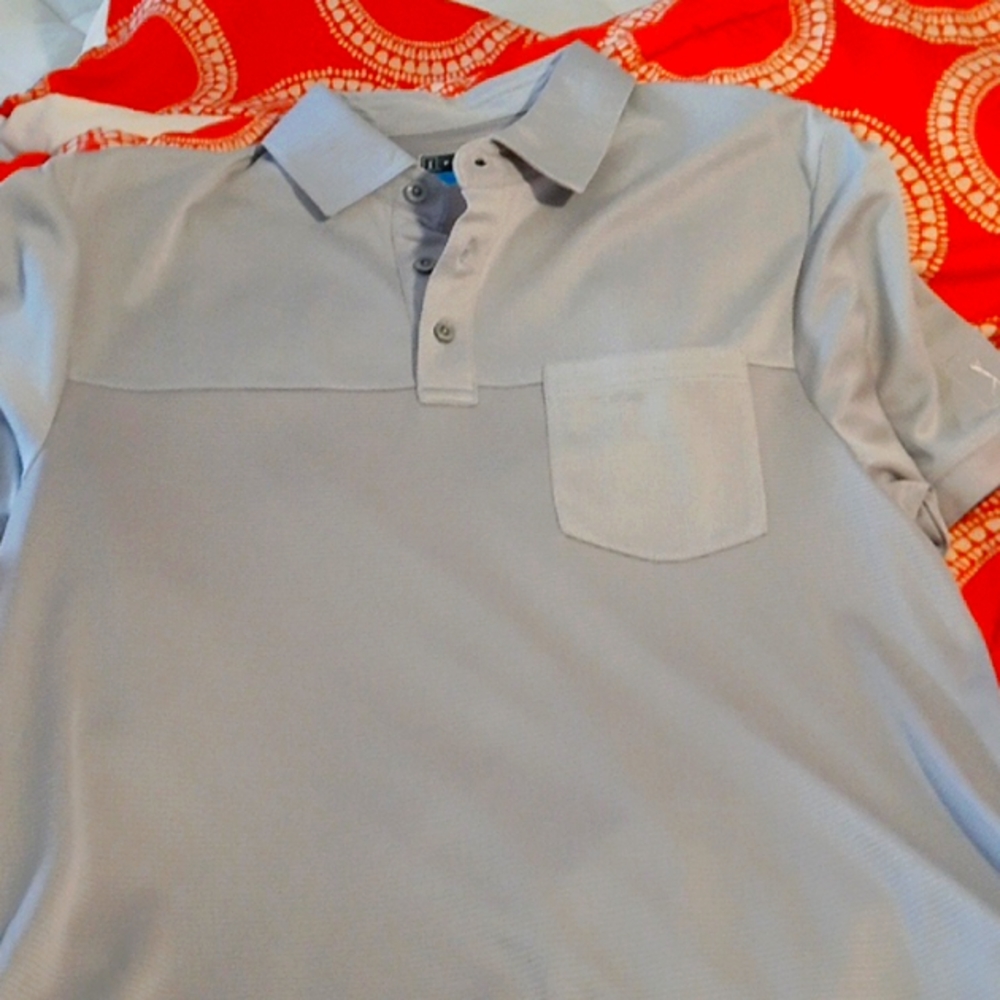 Men's PGA tour size medium Gray polo golf shirt with pocket gray patterned